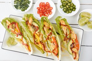 chicken-fajitas-lettuce wraps-romaine lettuce-low carb