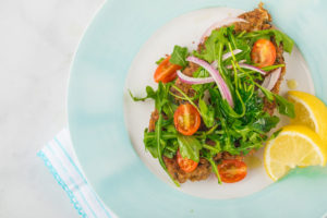 chicken, arugula, salad
